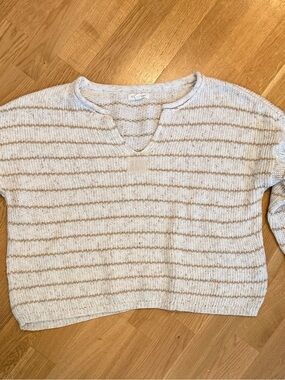 Blu Pepper Cream Sweater with‎ Tan Stripes